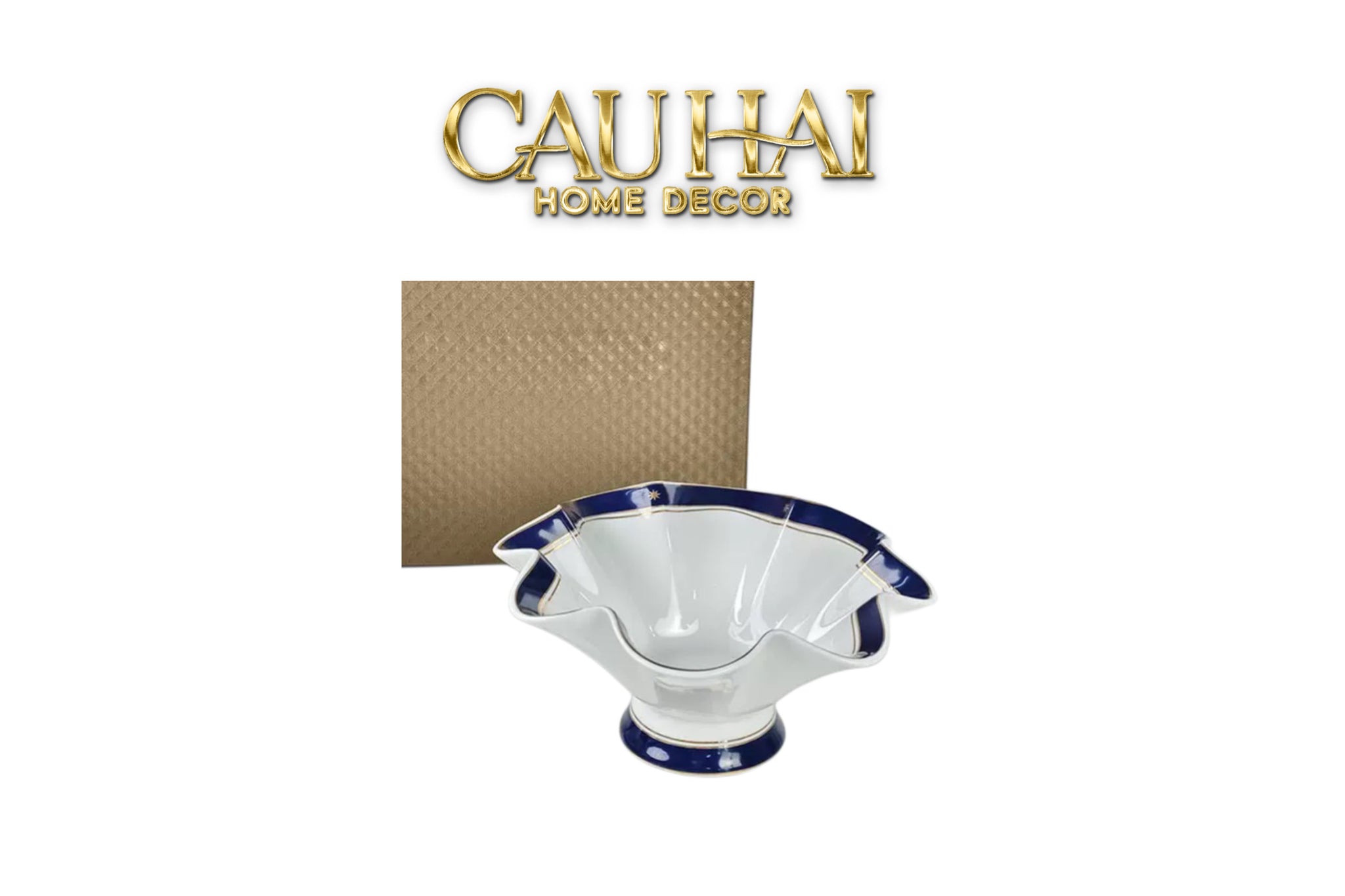 Maison Couture - Đĩa Trái Cây Belle Vie Luxe Blanc & Bleu Minuit Signature Fluid Plateau