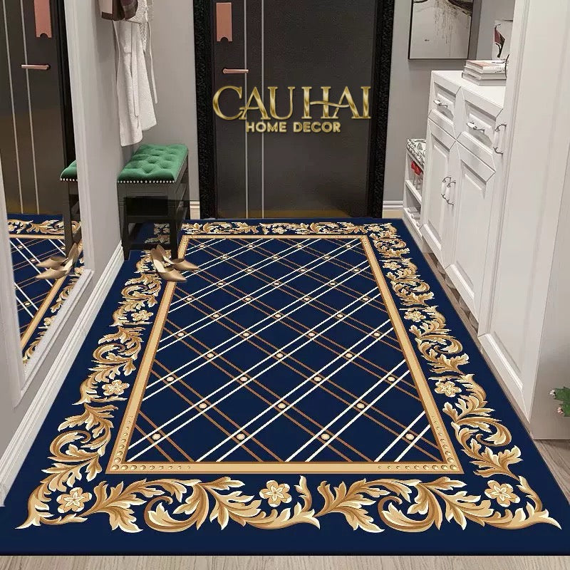 Thảm Cửa  Nhung Pha Lê Cao Cấp -  80x120 Royal Gold Barocco Premium Rugs
