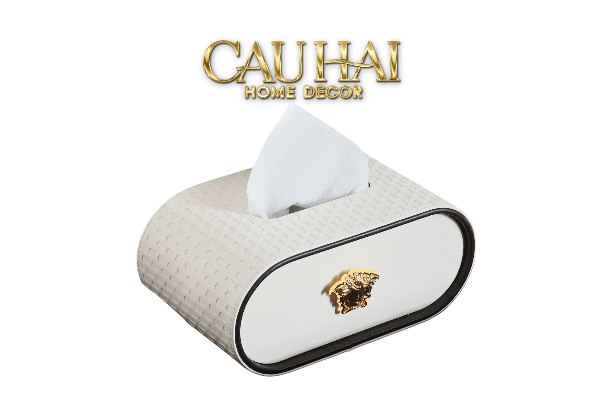 HỘP KHĂN GIẤY  BLANC LEATHER ORBIT OPALINE MEDUSA ÉDITION