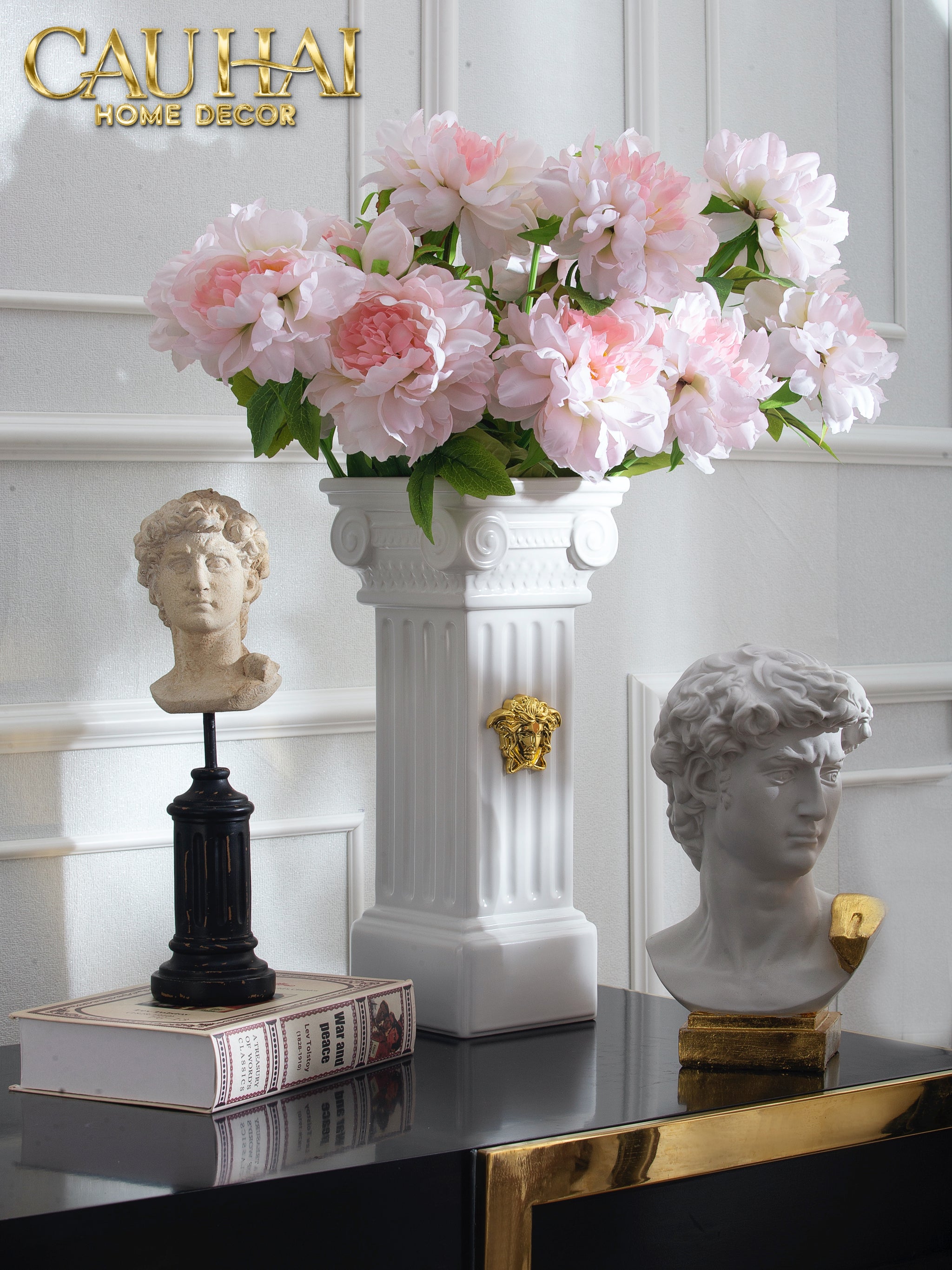 HOME COUTURE - TƯỢNG CỘT MYTHOLOGY IONIC MEDUSA COLUMN H43-CẬU HAI HOME DECOR