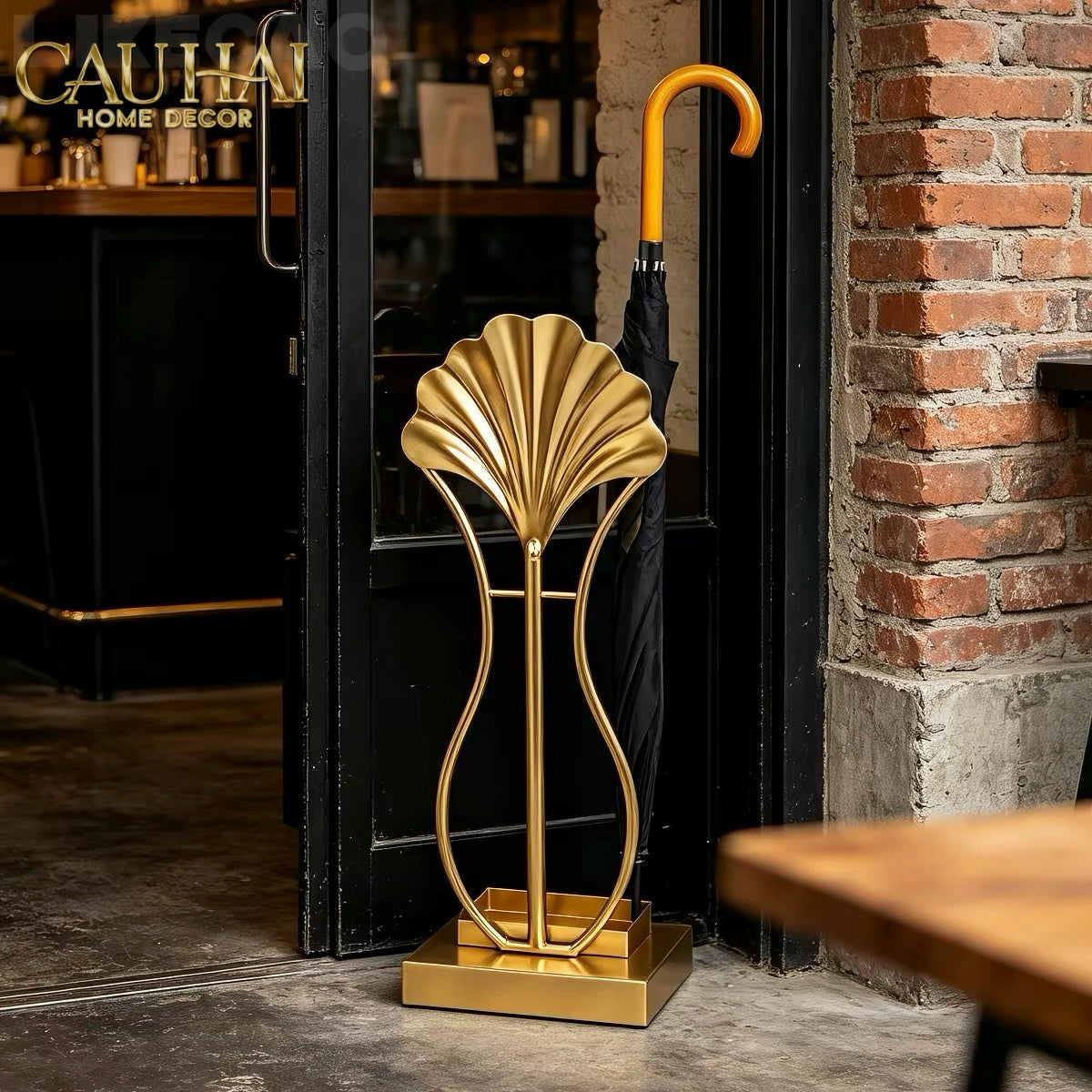 Maison Couture - Giá Để Ô Kim Loại Ginkgo Sculptural D'Or H89