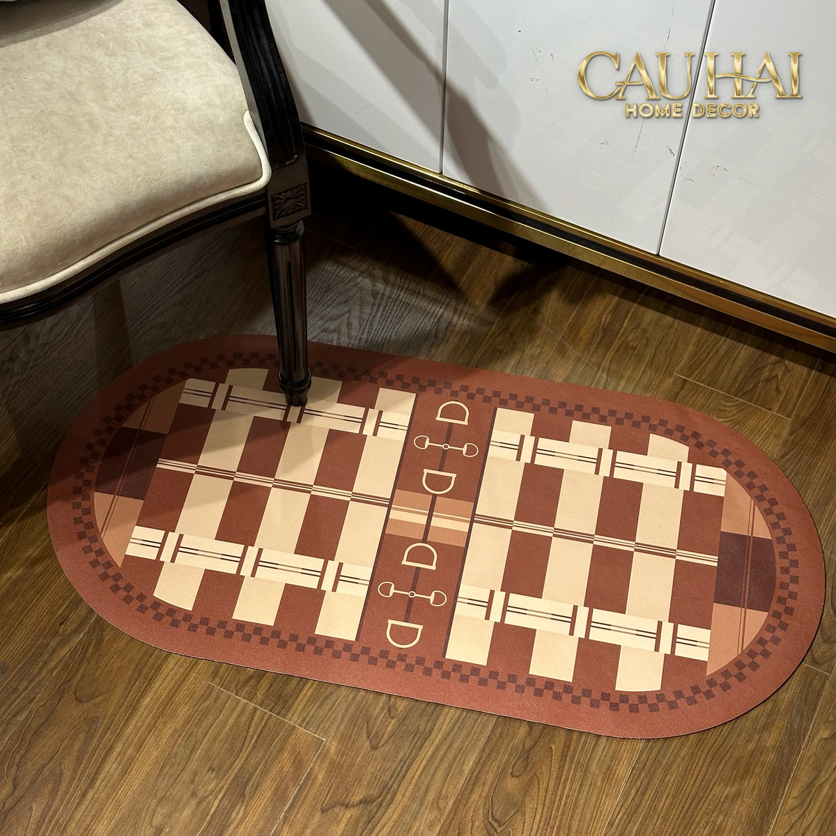 Thảm Cửa / Bathroom Micro-Nappa Gen8  45x90  Étoile Brun Horsebit Signature