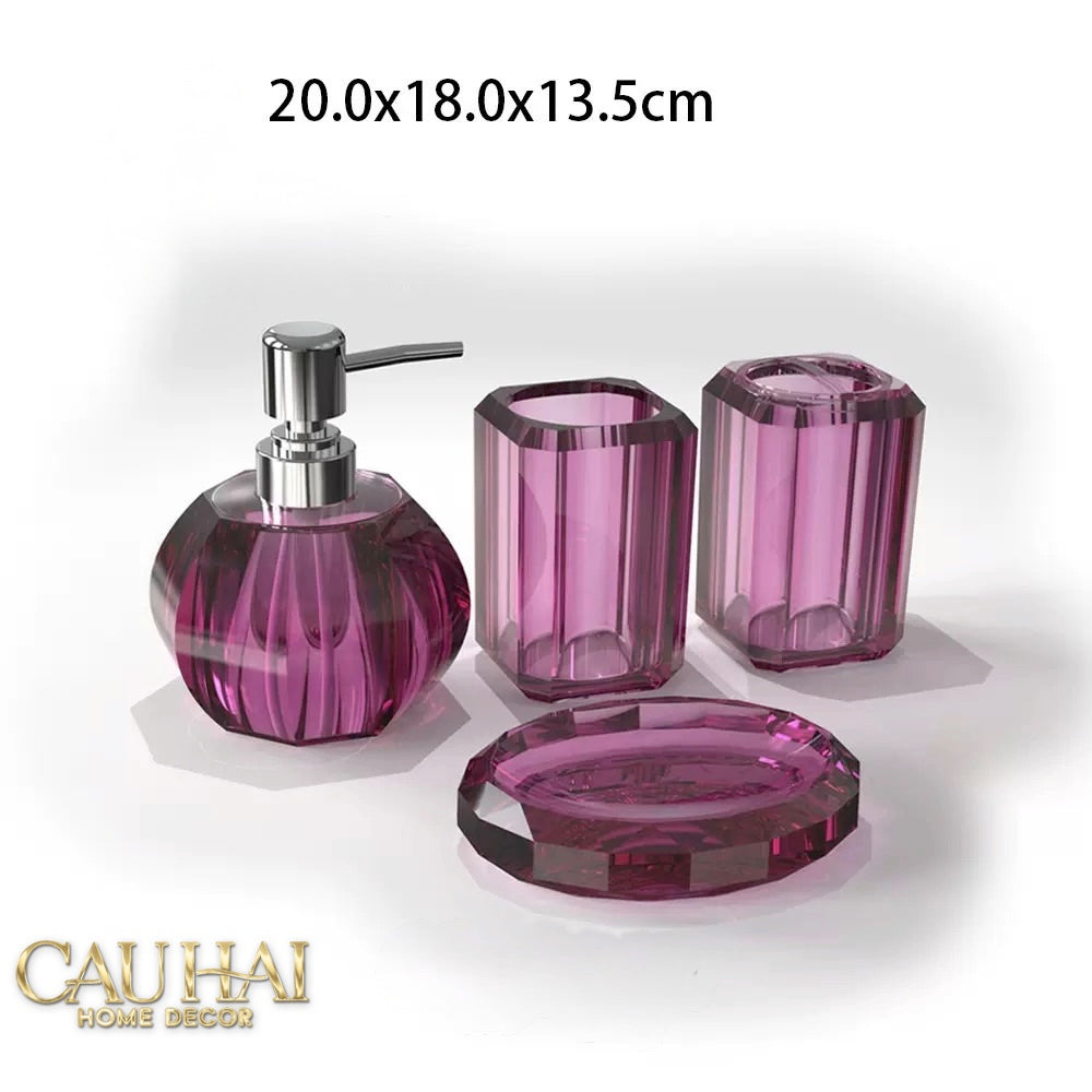 Set Nhà Tắm Acrylic Gemstone Lavender 4pcs