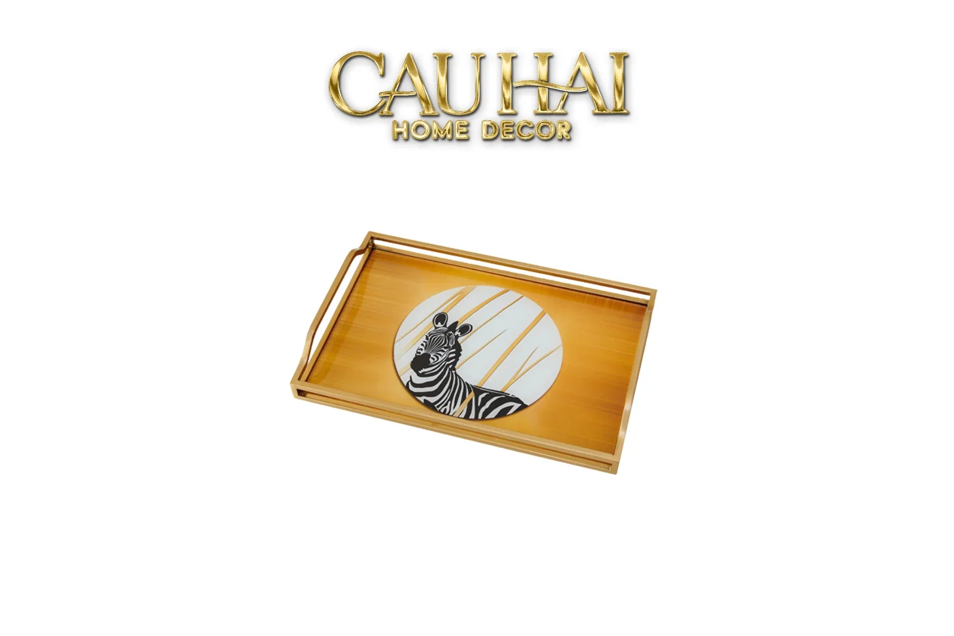 Khay Gương Chữ Nhật Ngựa Vằn Zèbre Solitaire 23x43-Khay Trang Trí-CẬU HAI HOME DECOR