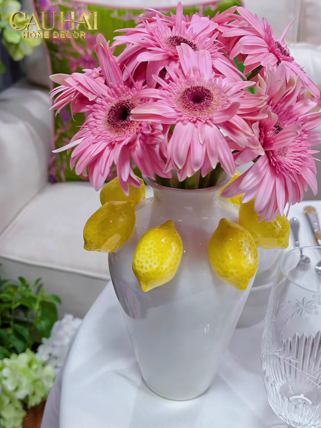 La Sicilia Royale - Bình Hoa Gốm Sứ Lemon Atelier Ivory 20x26