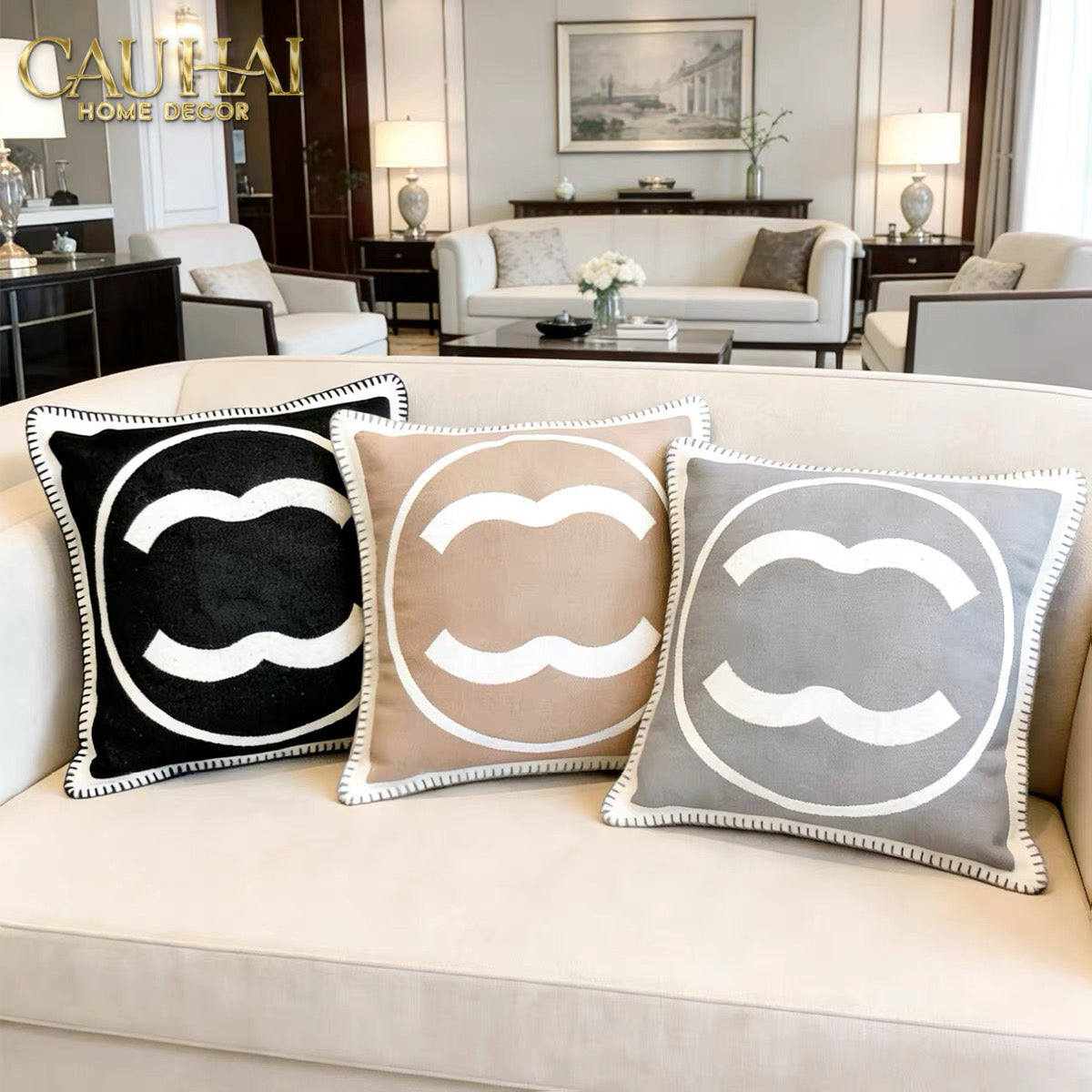 Les Cussins D’Élégance - Vỏ Gối Tweed Coco - Gray-vỏ gối-CẬU HAI HOME DECOR