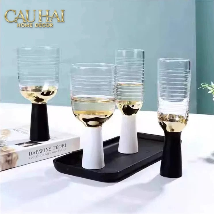 Ly Cocktails Thuỷ Tinh Trắng Opaline Mermaid - Aurealia Gold 19x8.6 400ml-LY THỦY TINH-CẬU HAI HOME DECOR