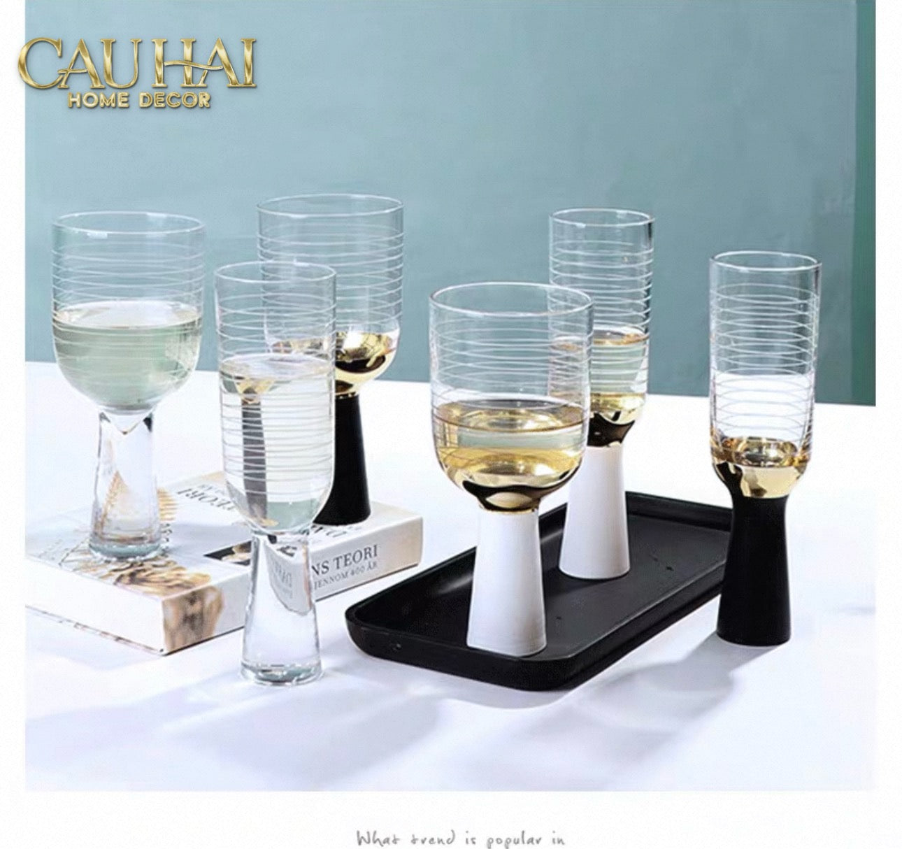 Ly Cocktails Thuỷ Tinh Trắng Opaline Mermaid - Aurealia Gold 19x8.6 400ml-LY THỦY TINH-CẬU HAI HOME DECOR