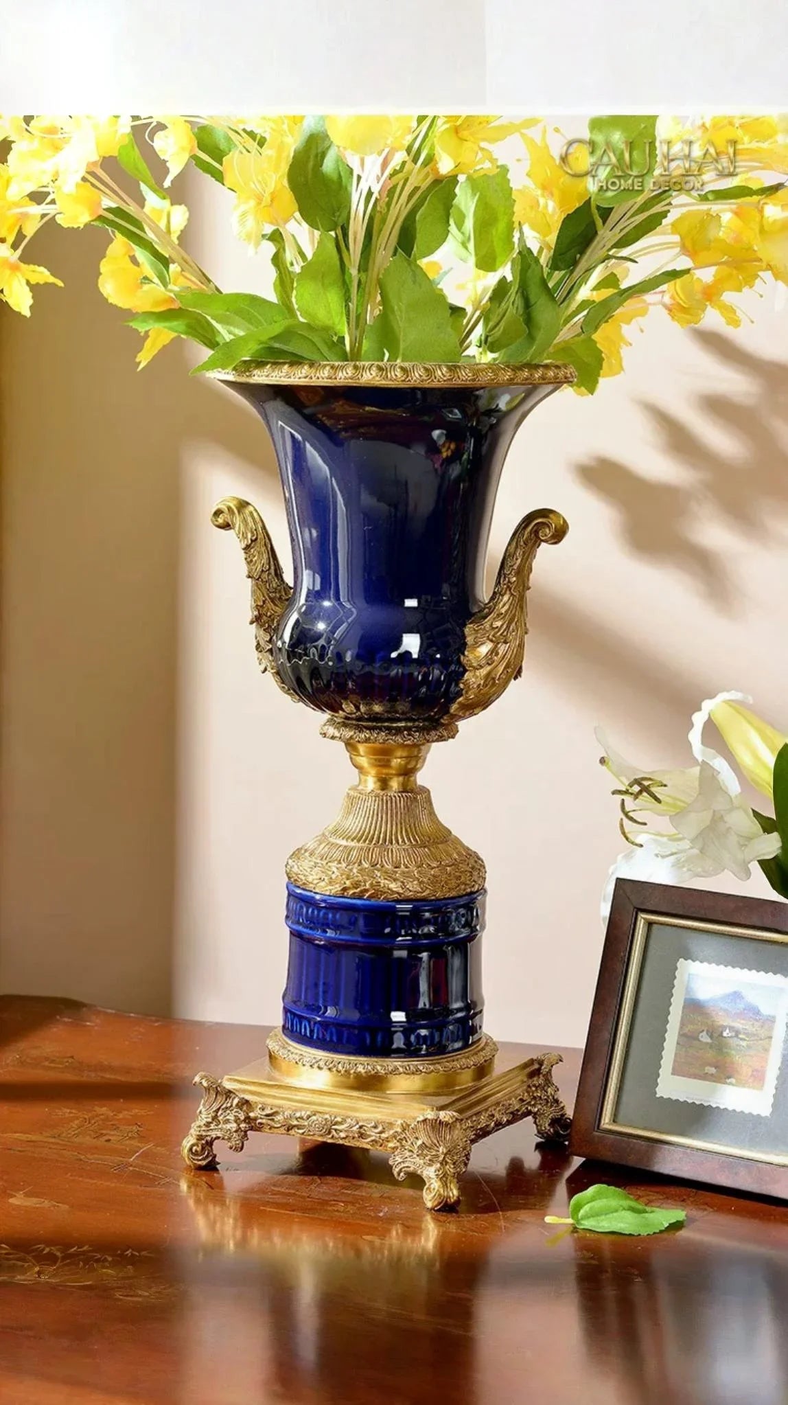 Maison Couture - Bình Hoa Imperium Empire Divine Vase - Laurel Amphora Miniature – Imperial Cobalt 30x21x21-Bình Hoa-CẬU HAI HOME DECOR
