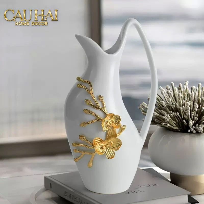 Maison Couture - Bình Hoa Sứ Orchidée d’Or Pure H34 - CẬU HAI HOME DECOR