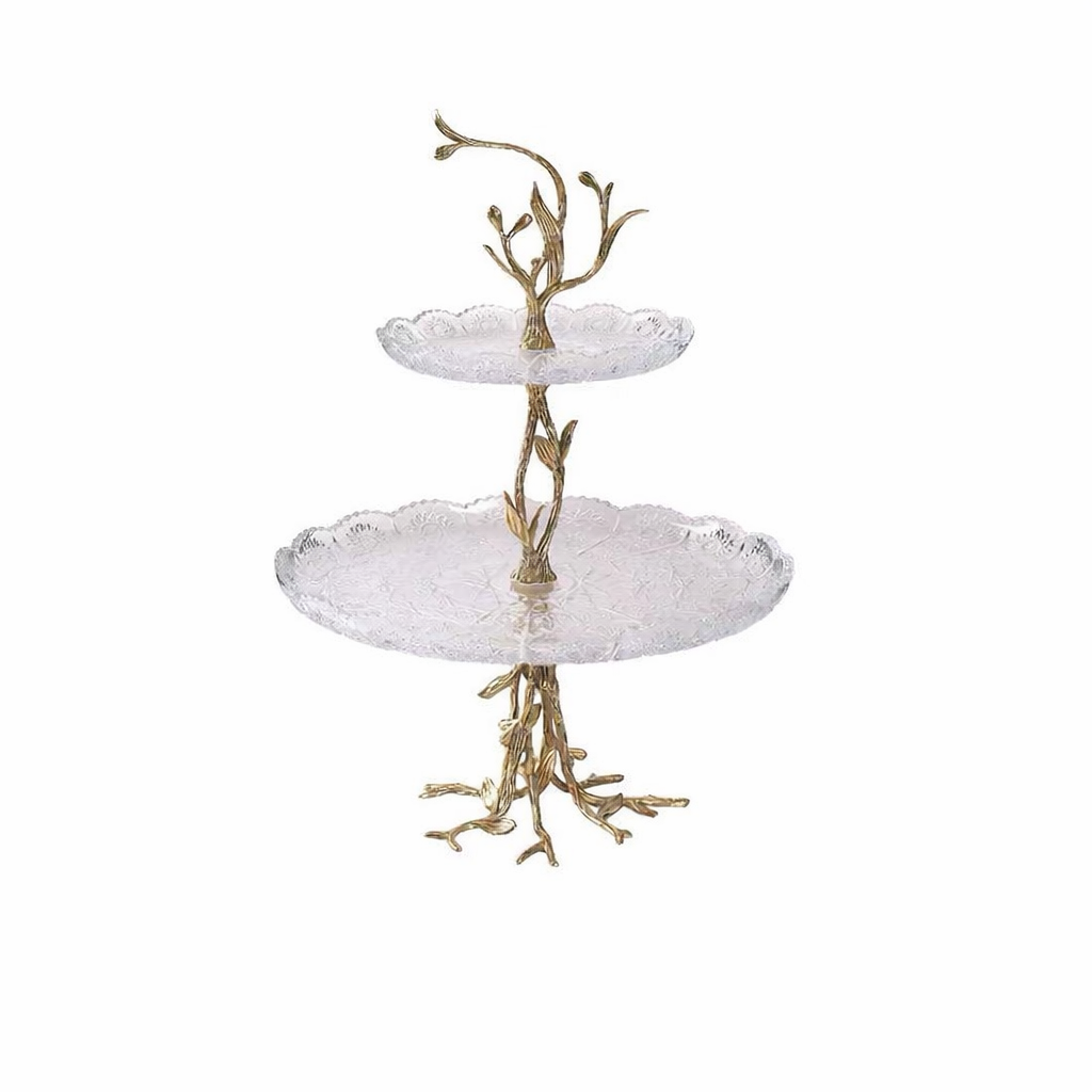 Maison Couture - Đĩa Pha Lê 2 Tầng Thân Cây Đồng Elysian Brasson Branch Indira Atelier 30x42.5-Đĩa Trái Cây-CẬU HAI HOME DECOR