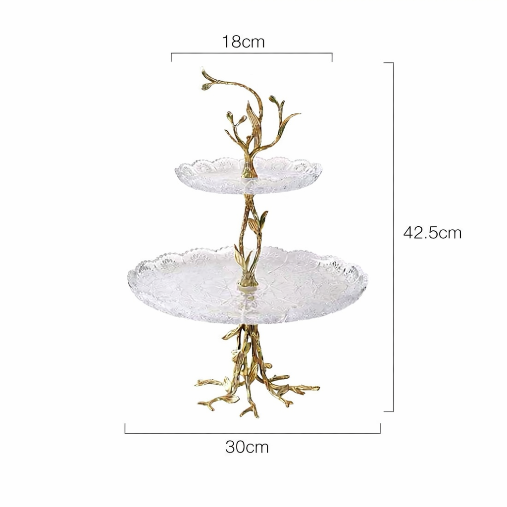 Maison Couture - Đĩa Pha Lê 2 Tầng Thân Cây Đồng Elysian Brasson Branch Indira Atelier 30x42.5-Đĩa Trái Cây-CẬU HAI HOME DECOR