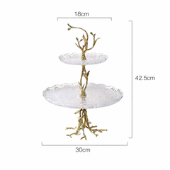 Maison Couture - Đĩa Pha Lê 2 Tầng Thân Cây Đồng Elysian Brasson Branch Indira Atelier 30x42.5-Đĩa Trái Cây-CẬU HAI HOME DECOR