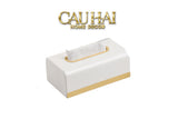 Maison Couture - Hộp Khăn Giấy Royale Blanc Satin Impérial Paon Plumage Tissue Holders-HỘP KHĂN GIẤY-CẬU HAI HOME DECOR