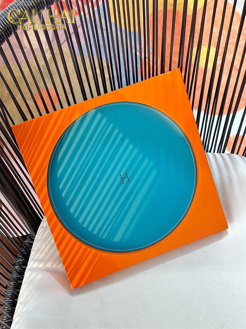 Maison Couture – Khay Vuông Gỗ Da Équinoxe Cyan Helios-KHAY TRANG TRÍ-CẬU HAI HOME DECOR