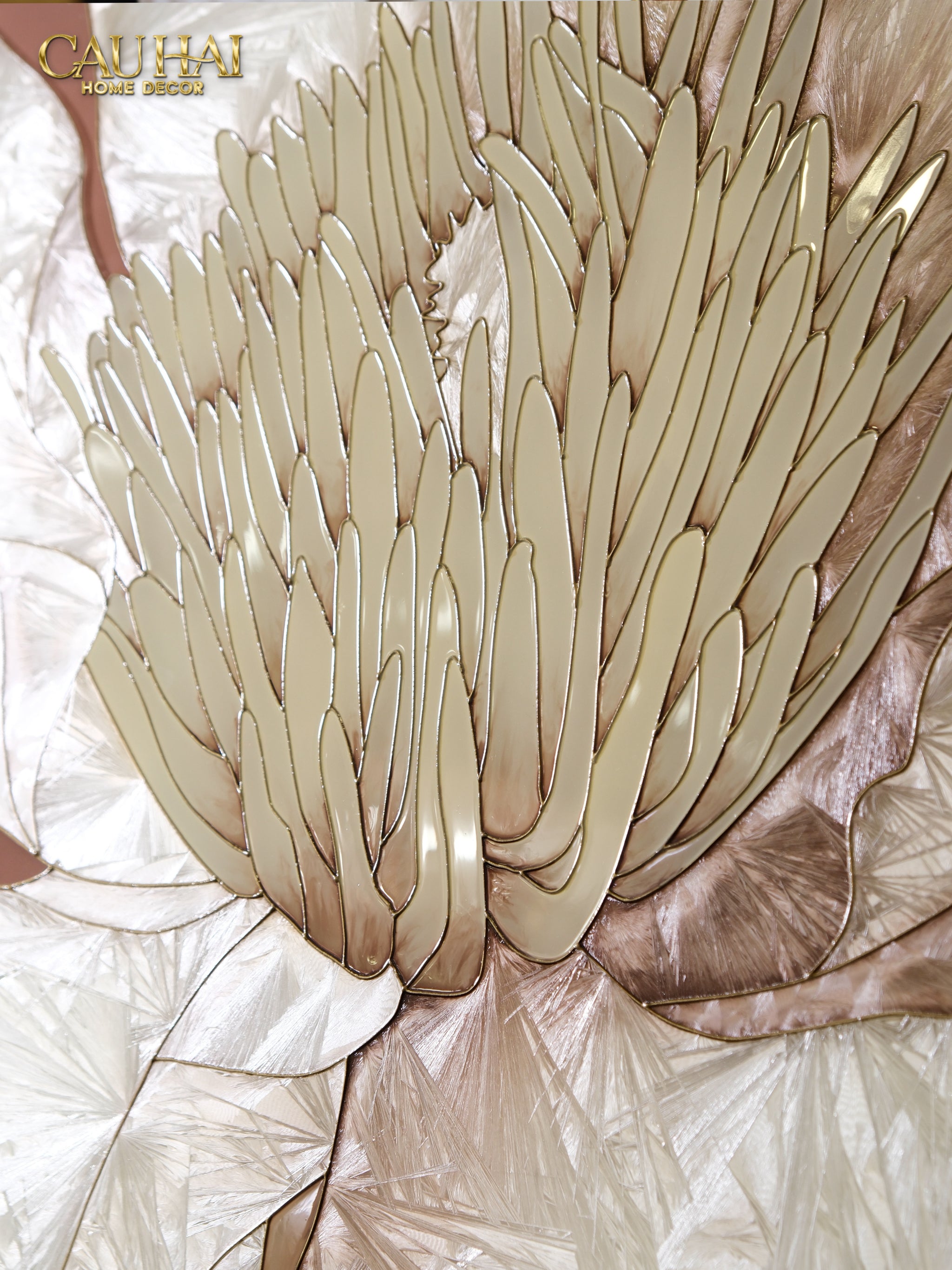 Maison Couture - Tranh Khảm Men Thuỷ Tinh Thủ Công Khung Thép Không Gỉ Gilded Prism Enamel - Crystal Bloom 70x100-TRANH TREO TƯỜNG-CẬU HAI HOME DECOR