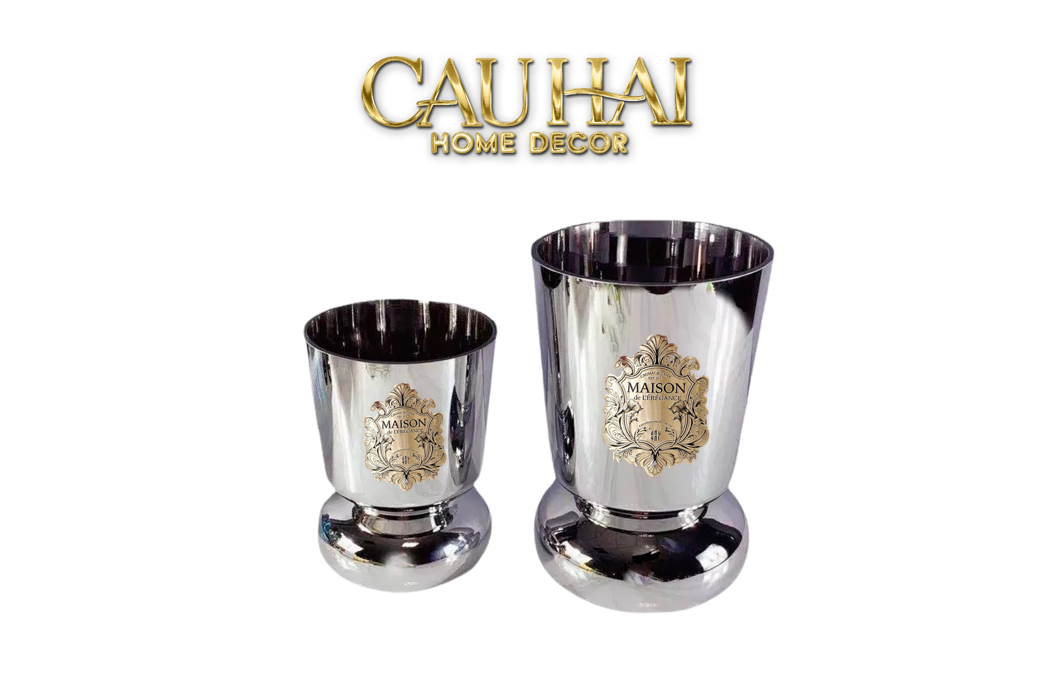 ELYSIAN - SET 2 BÌNH HOA GLASSY PLATINUM - CẬU HAI HOME DECOR