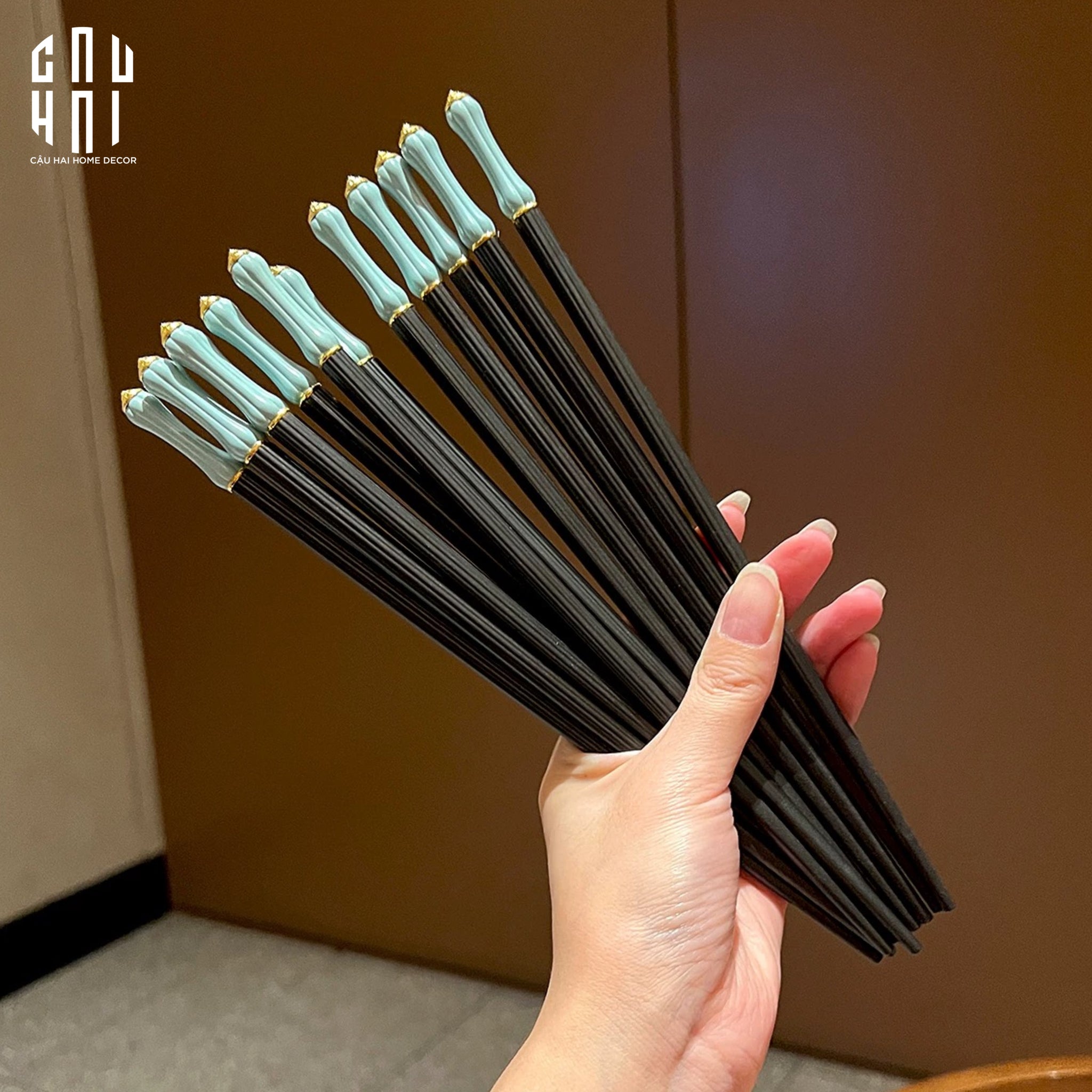 Set 5 Đôi Đũa Sợi Thuỷ Tinh Opaline Classic PET Chopsticks 24cm-Dinner Cutlery Set Dao Muỗng Nĩa-CẬU HAI HOME DECOR