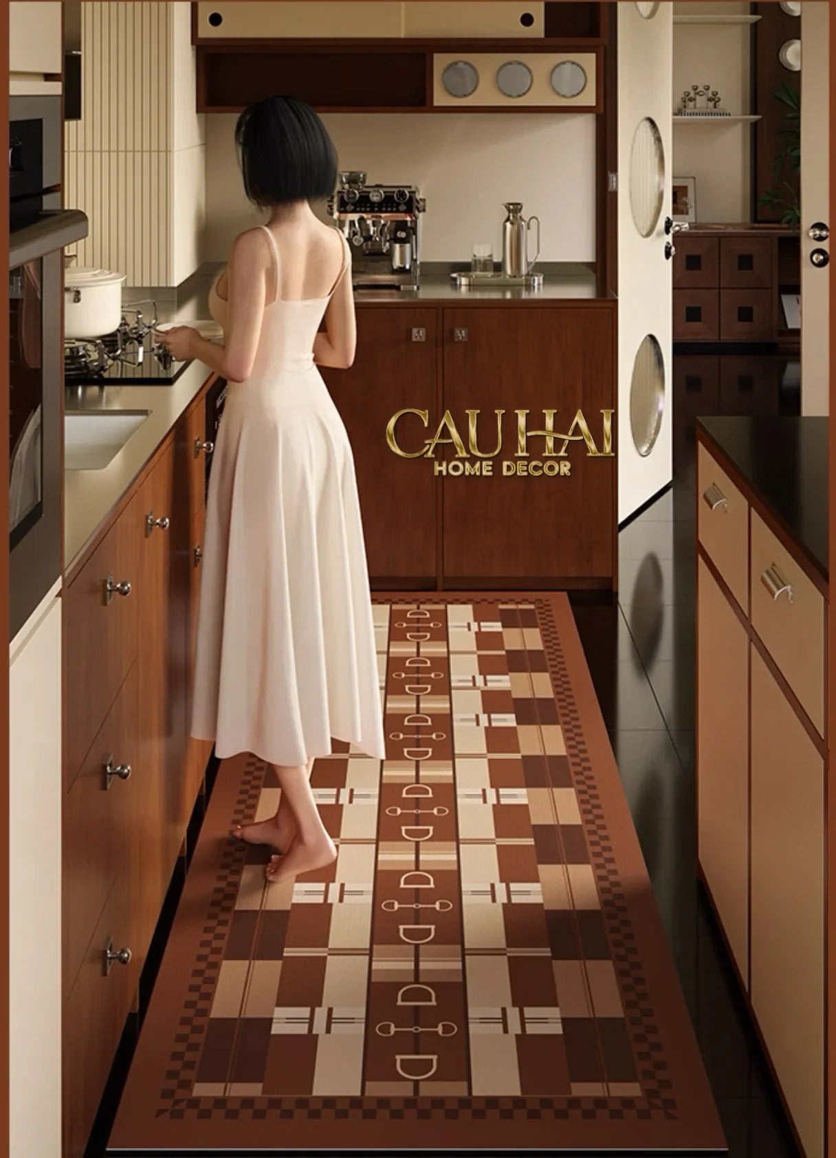 Thảm Cửa / Bathroom Micro-Nappa Gen8 45x90 Étoile Brun Horsebit Signature-THẢM CỬA-CẬU HAI HOME DECOR