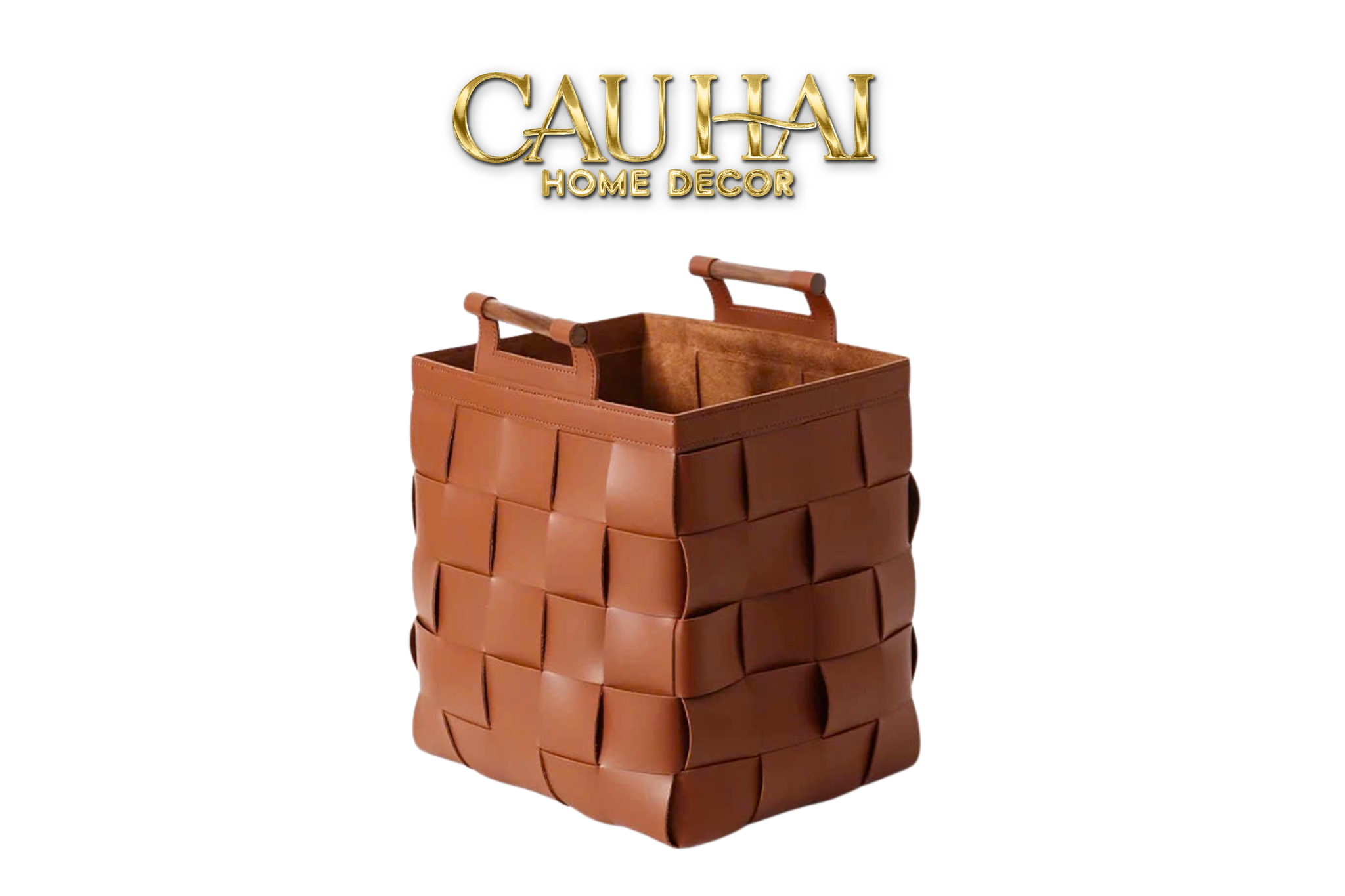 GIỎ ĐỰNG ĐỒ LUX LEATHER CARAMEL WOVEN LAUNDRY BAG - SPECIAL CHARM.