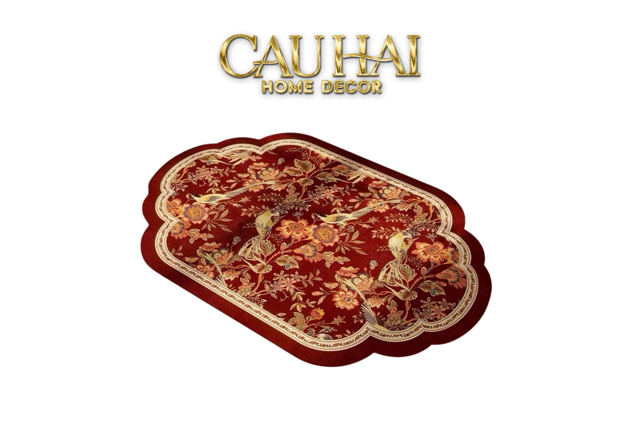 Tết Couture - Thảm Cửa Microfiber 50x75 - Hỷ Điểu Hoa Khai Auspicious Bird - CẬU HAI HOME DECOR