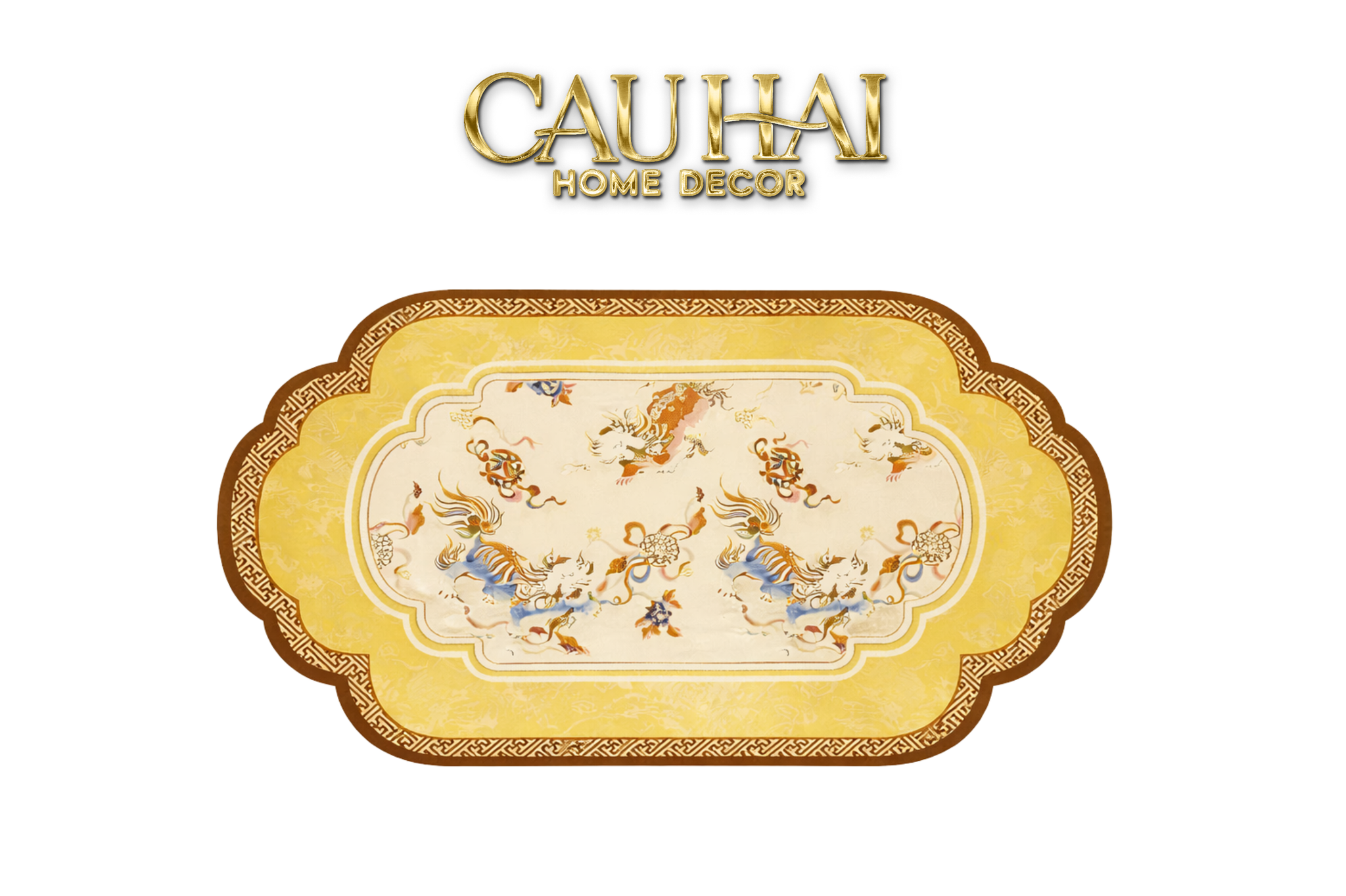 Tết Couture - Thảm Cửa Microfiber 50x75 - Kim Lân Golden Qilin Blessing