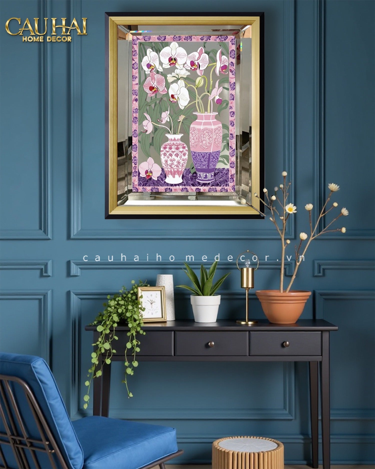 Tết Couture - Tranh Gương UV Gen5 Flora De Fortune Violet Orchidée 108x108 - CẬU HAI HOME DECOR