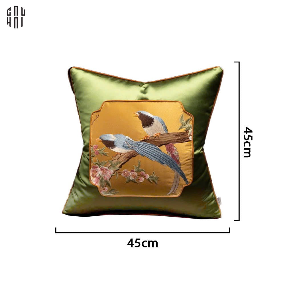 Tết Couture - Vỏ Gối Lụa Thêu Kim Hoàng Điểu - CẬU HAI HOME DECOR