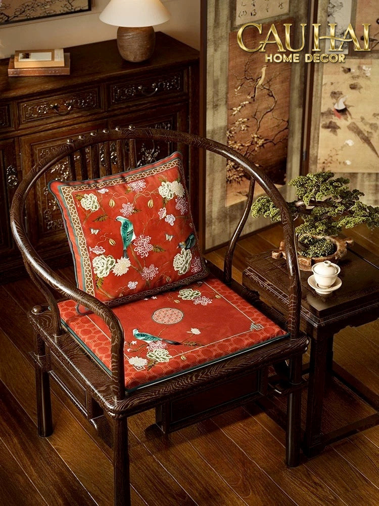 Tết Couture - Vỏ Gối Nhung Qing Dynasty Crimson Legacy 45 - CẬU HAI HOME DECOR