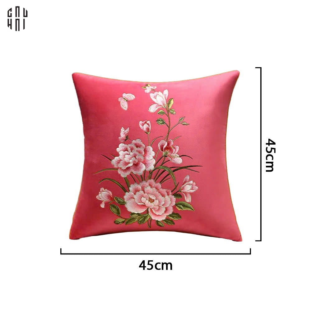 Tết Couture - Vỏ Gối Nhung Thêu Phấn Đào Lộc 45. - CẬU HAI HOME DECOR