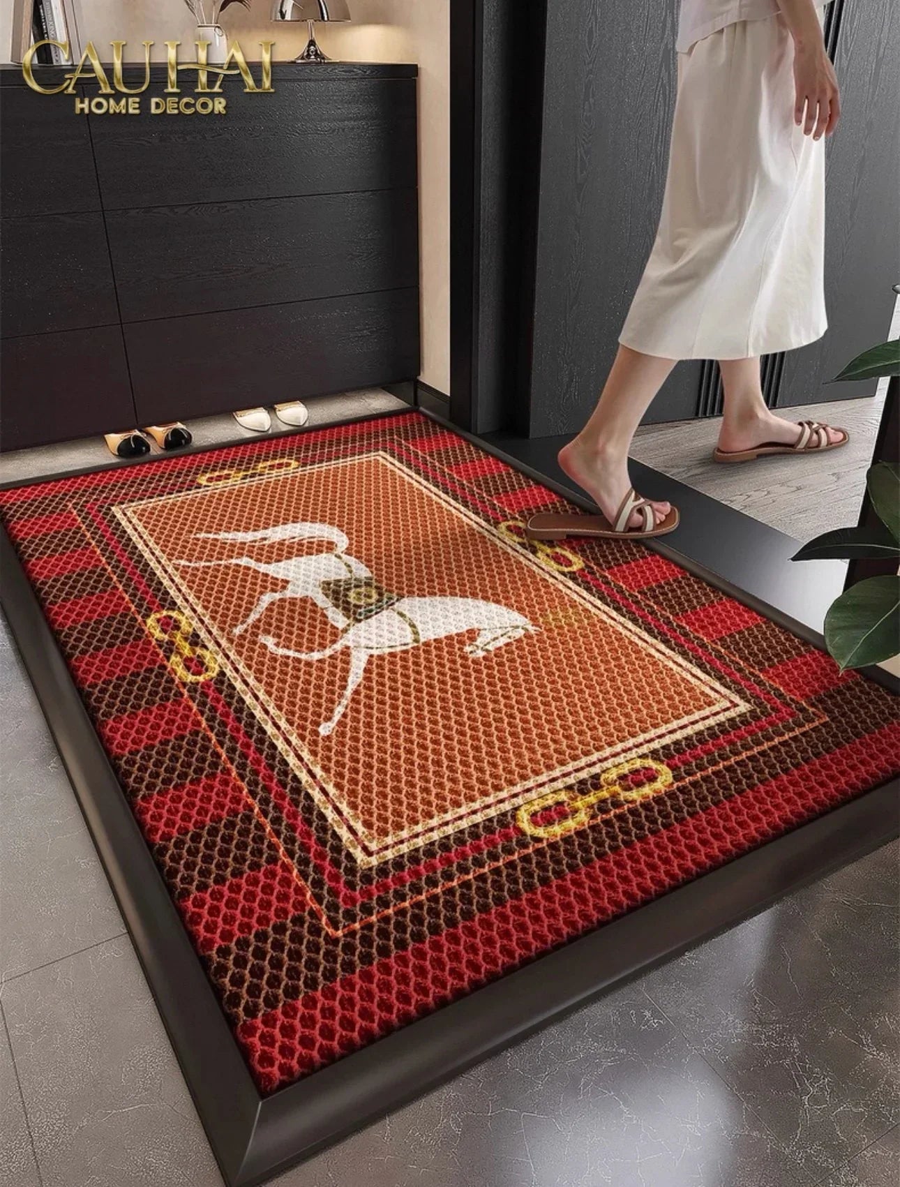 Thảm Ngăn Bụi Coil Fiber Đan Vòng 80x120 Ngựa Dây Cương - Héritage Équestre Harnais Anti-Dust 3D Mats-THẢM TRẢI SÀN-CẬU HAI HOME DECOR