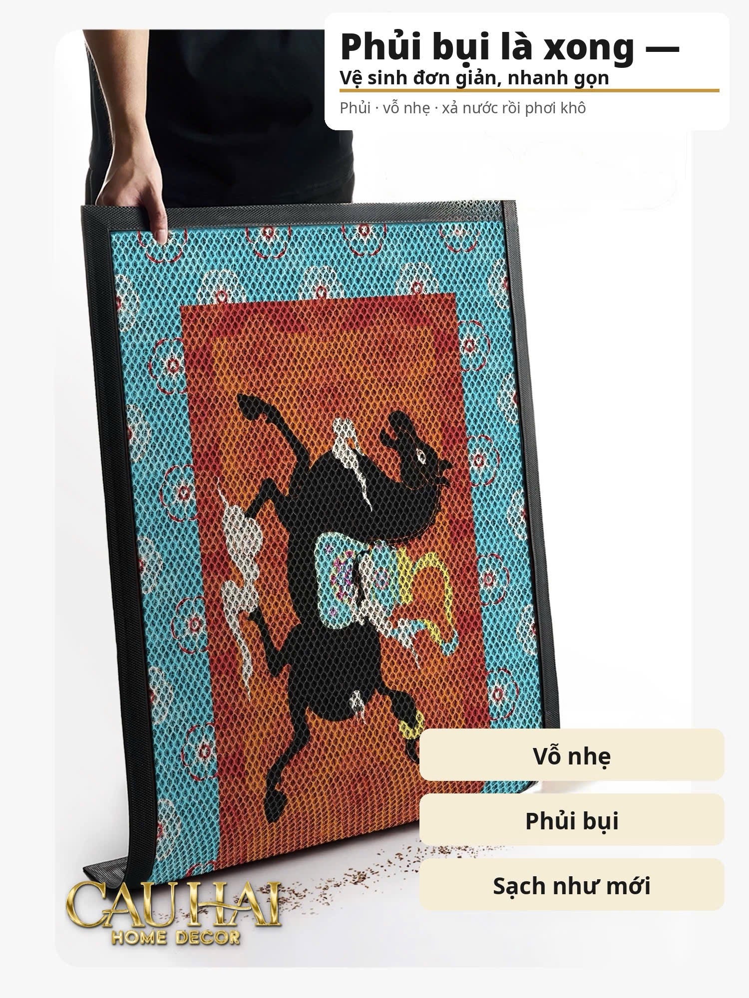 Thảm Ngăn Bụi Ngựa Ô Coil Fiber Đan Vòng 80x100 - Équestre Royale Cheval Anti-Dust 3D Mats-THẢM TRẢI SÀN-CẬU HAI HOME DECOR