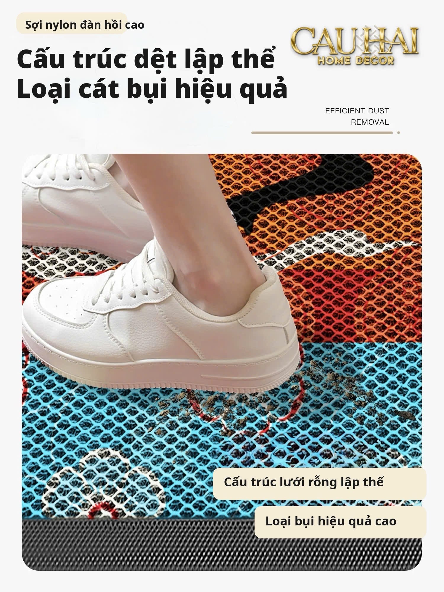 Thảm Ngăn Bụi Ngựa Ô Coil Fiber Đan Vòng 80x100 - Équestre Royale Cheval Anti-Dust 3D Mats-THẢM TRẢI SÀN-CẬU HAI HOME DECOR