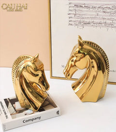 Tượng Ngựa Gilded Cheval H27 Fw25-TƯỢNG TRANG TRÍ-CẬU HAI HOME DECOR