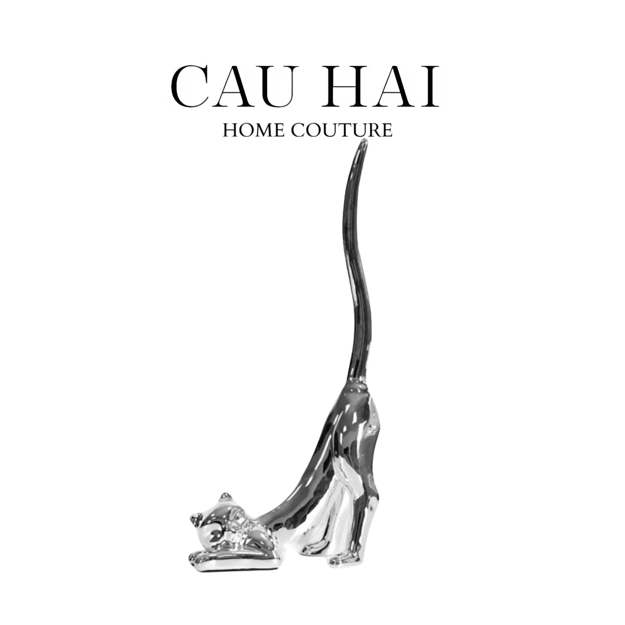 Tượng Platinum Stretchy Cat Fw25-TƯỢNG TRANG TRÍ-CẬU HAI HOME DECOR