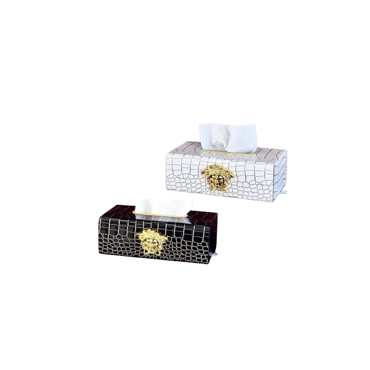 Maison Couture - V Class Medusa Croco Glossy Leather Tissue Box 24x13x9