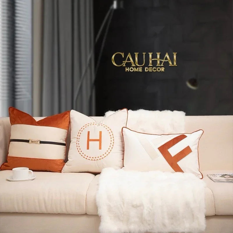 Vỏ Gối L'Équestre Harnais - Sunset Ivory 45-vỏ gối-CẬU HAI HOME DECOR