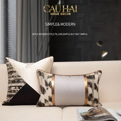 Gối Lụa Jacquard Ophelia Ceinture Métallique 30X50-vỏ gối-CẬU HAI HOME DECOR