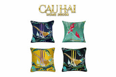 Vỏ Gối Lụa Thêu 3D Hoàng Điểu Tứ Quý - Minh Hoàng 45-vỏ gối-CẬU HAI HOME DECOR