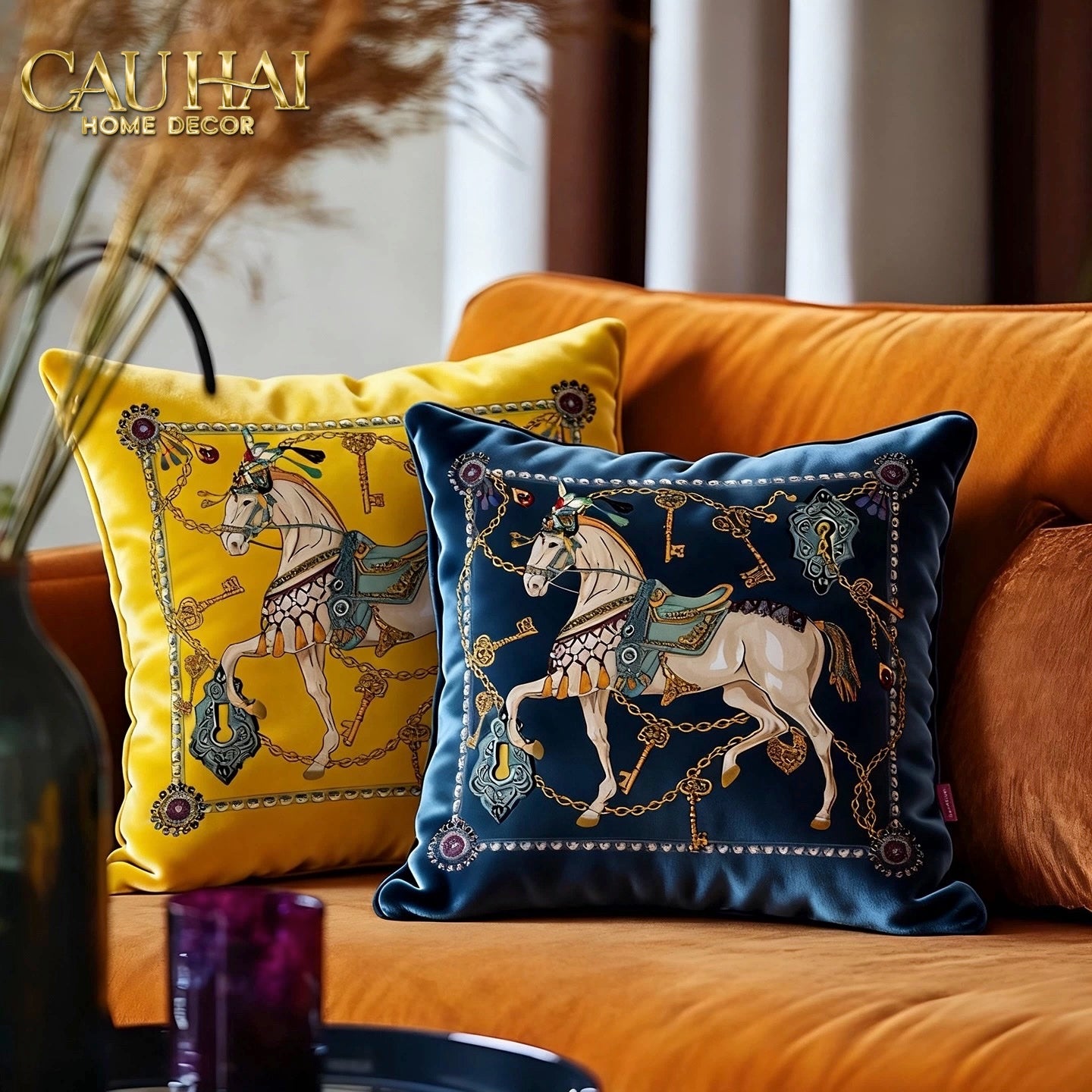 Maison Couture - Vỏ Gối Nhung Cheval d’Or de Dorées 45 - CẬU HAI HOME DECOR