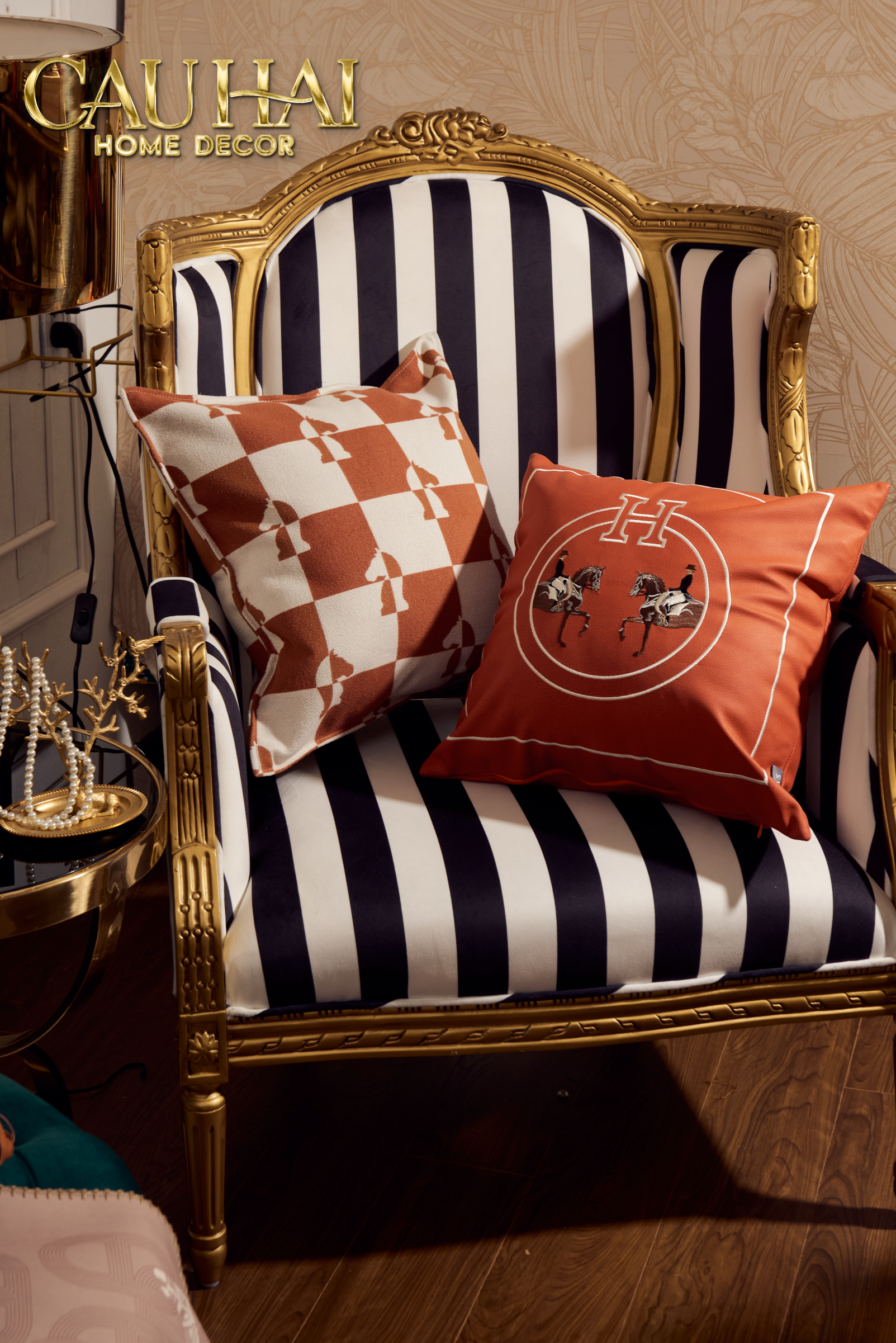 Vỏ Gối  Cavalier Checkerboard  Ébène Brun Art Cushion 45