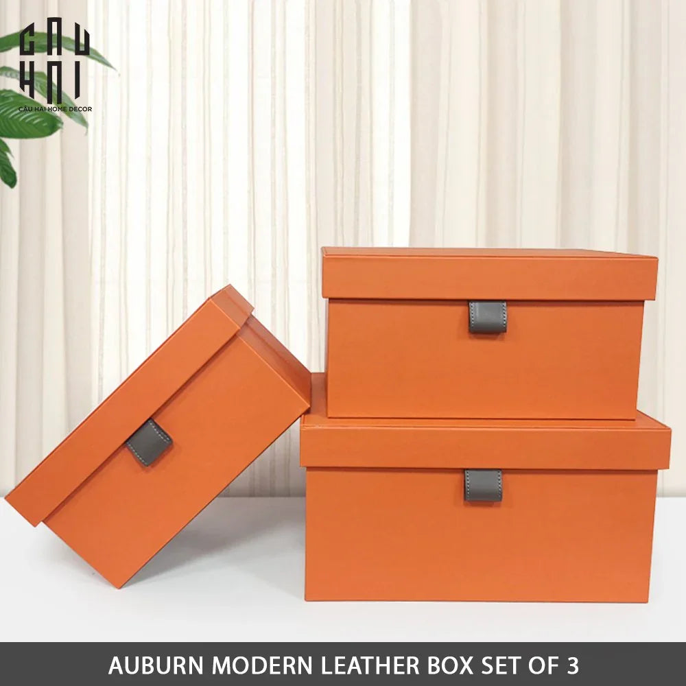 Auburn Modern Leather Box - Set 3 23x20x17 / 36x24x19 / 40x29x20-HỘP TRANG SỨC-CẬU HAI HOME DECOR
