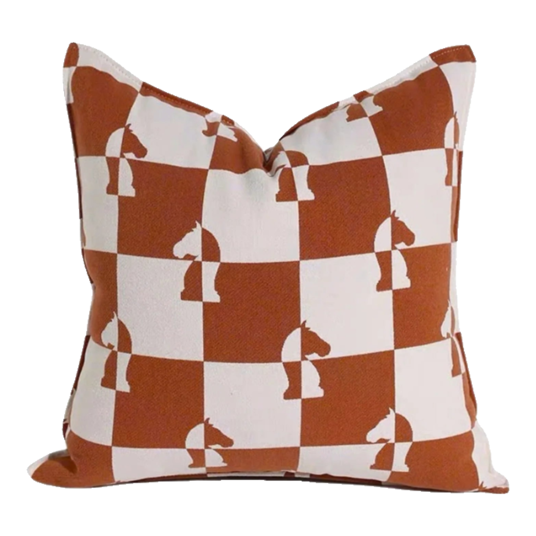 Vỏ Gối Cavalier Checkerboard Ébène Brun Art Cushion 45
