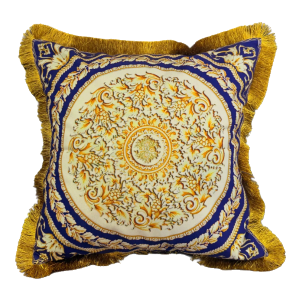 Maison Couture - Vỏ Gối Nhung Chenille V Class Barocco Medusa Haze - Regal Noir Gold 50x50