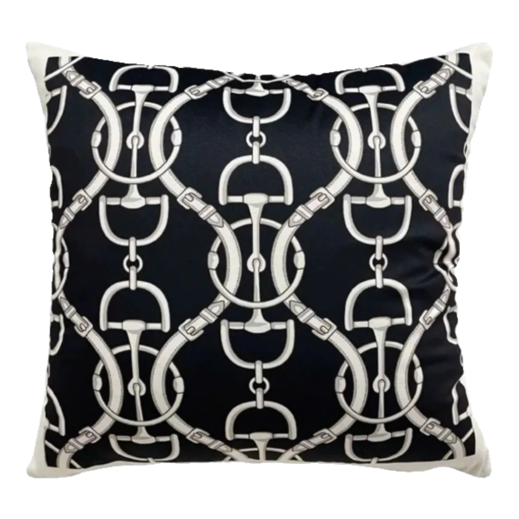 Vỏ Gối Nhung Horsebit Noble Héritage - Noir Motif 45