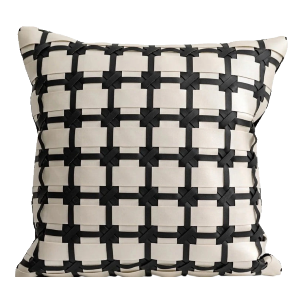 Maison Couture - Vỏ Gối Da Lux Leather Crossline Monochrome  45