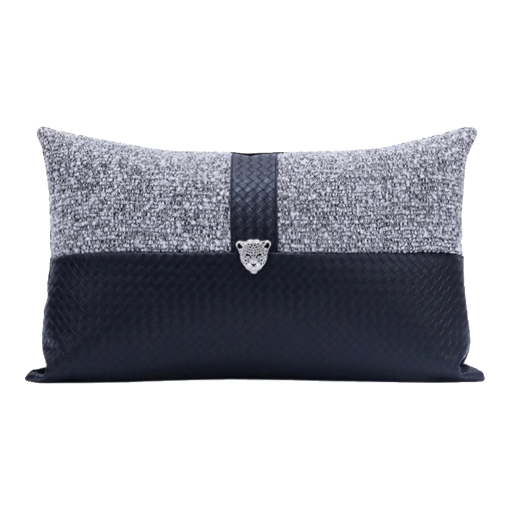 Gối Tweed Leather Midnight Sentinel Panther 30X50