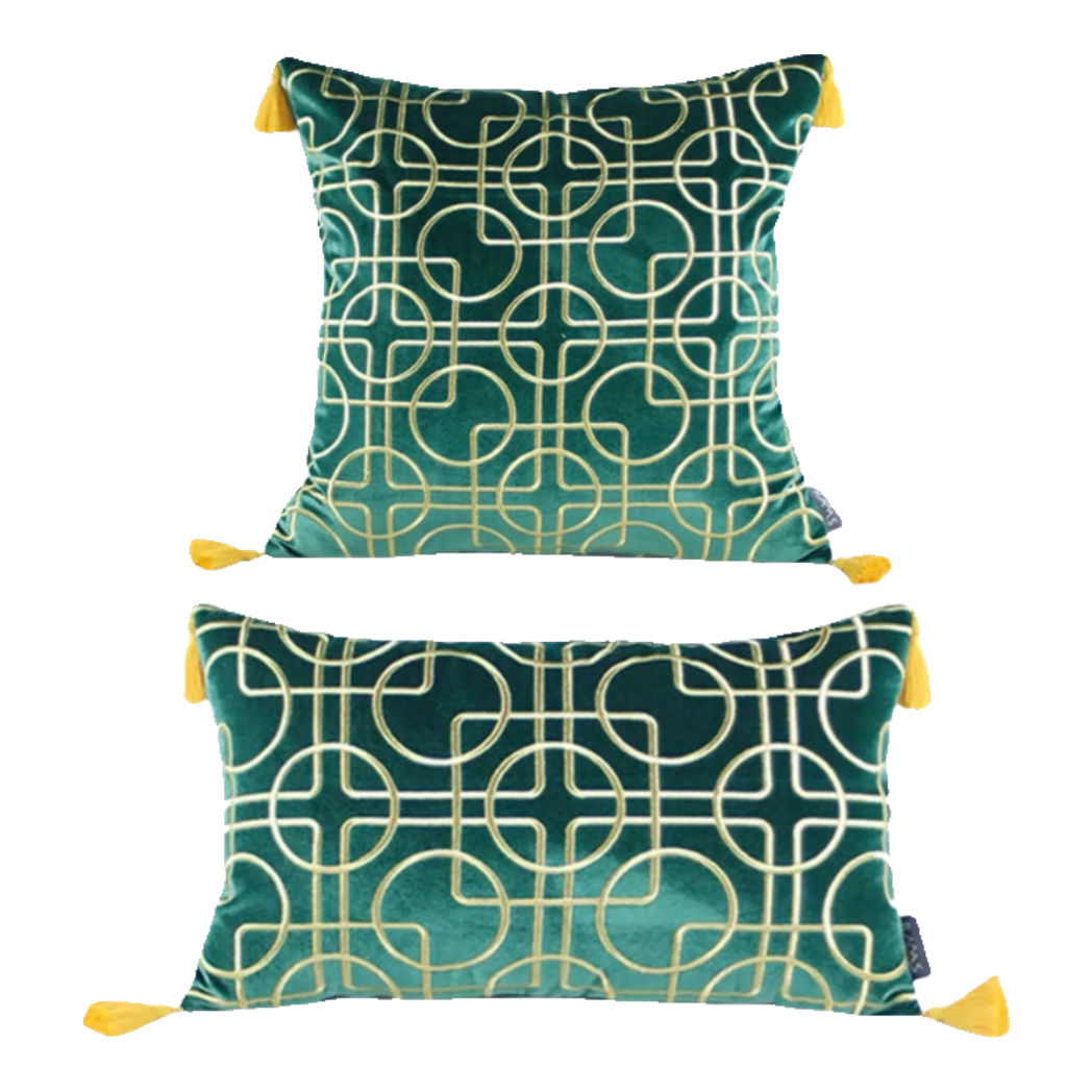 Set 2 Gối Nhung Emerald Lumina Grid 45X45