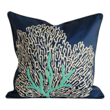 Vỏ Gối Thêu San Hô - Coral Embroidery Navy 45