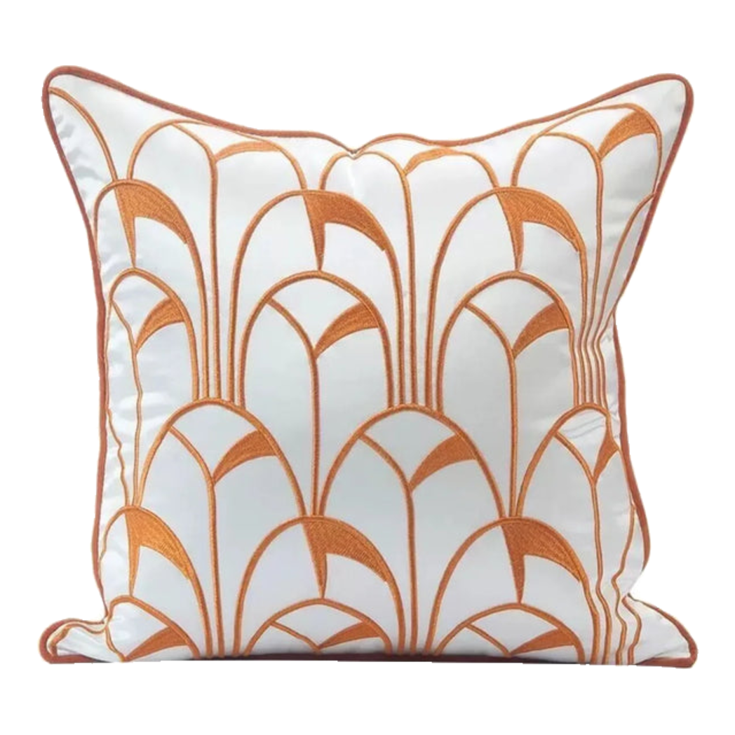 Vỏ Gối Lụa Satin Art Deco Éventail Terra 45